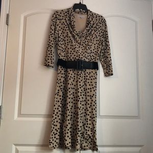 Knit ivory polka dot dress